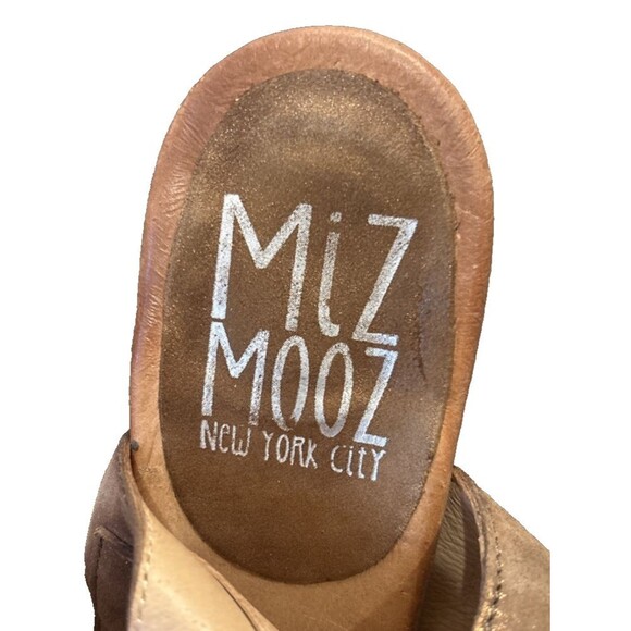 Miz Mooz Leather Peep-Toe Heeled Sandals EU 39 US 8.5 Shimmery Tan - Picture 3 of 11